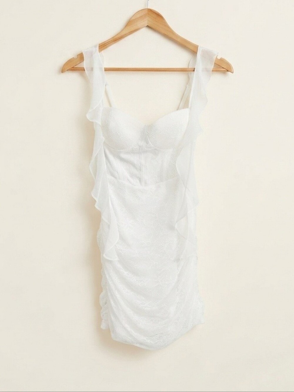 Windsor White Mini Dress Size Small Ruffled Straps Corset Style Dress - Picture 4 of 6